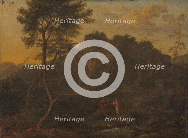 Nymph and Shepherd Making Music in a Landscape, c.1685. Creator: Abraham Genoels II.