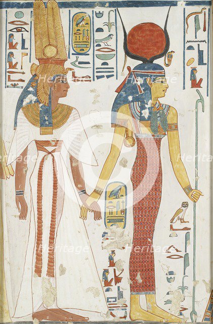 Copy of wall painting from the Queen's tomb 66 of Nefertari, Thebes, 20th century. Artist: Anna (Nina) Macpherson Davies.