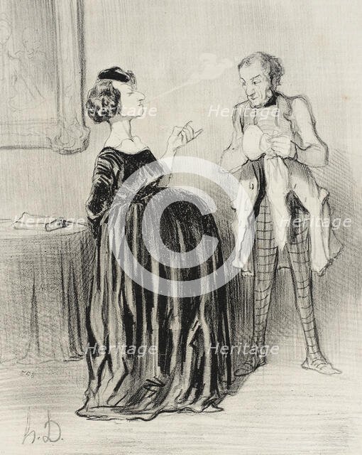 Dis donc...mon mari...j'ai bien envie d'appeler mon drame.., 1844. Creator: Honore Daumier.