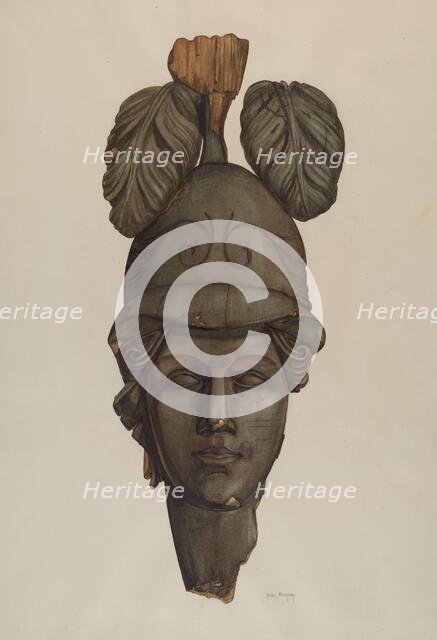 Head from a Statue: Minerva, 1935/1942. Creator: Helen Bronson.