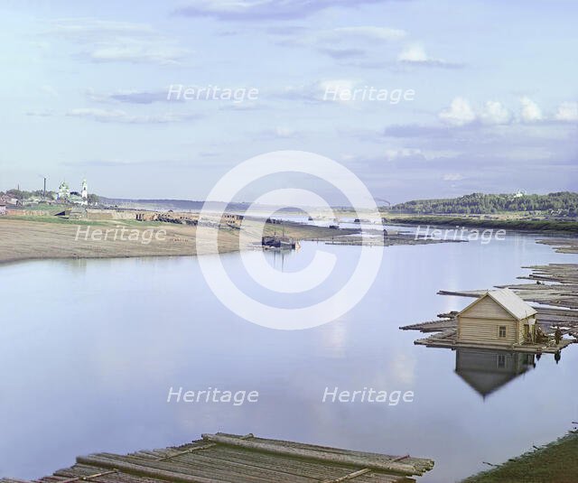Confluence of the Kostroma River with the Volga, 1910. Creator: Sergey Mikhaylovich Prokudin-Gorsky.