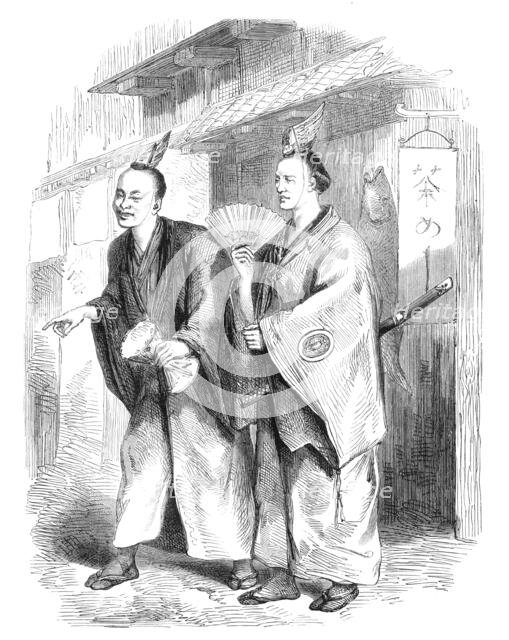Wandering minstrels at Yokohama, 1864. Creator: Unknown.