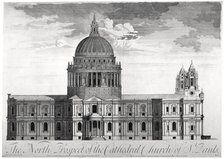 North view of St Paul's Cathedral, City of London, c1713.                                           Artist: Anon