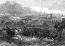 Birmingham viewed from the south showing smoking chimneys, c1860. Artist: Unknown