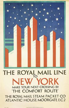 The Royal Mail Line to New York, c1925. Creator: Taylor, Horace (1881-1934).