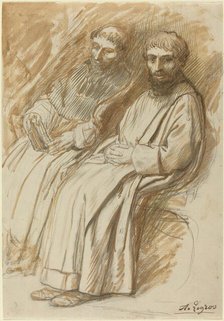 Two Monks Seated in a Church. Creator: Alphonse Legros.