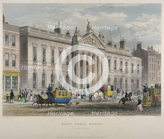North view of East India House, Leadenhall Street, City of London, 1850. Artist: Sir William Wallace
