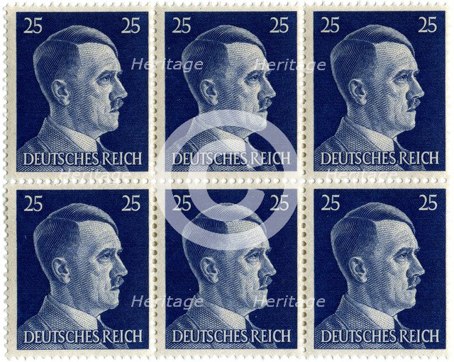 Set of postage stamps featuring Adolf Hitler (1889-1945), 1941-1942. Artist: Unknown