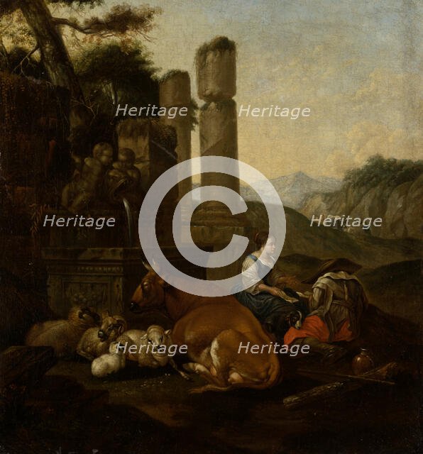 Shepherds in the Roman Campagna, 1660-1665. Creator: Theodor Roos.