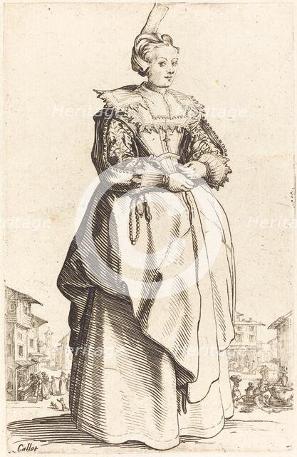 Noble Woman with a Small Hat, c. 1620/1623. Creator: Jacques Callot.