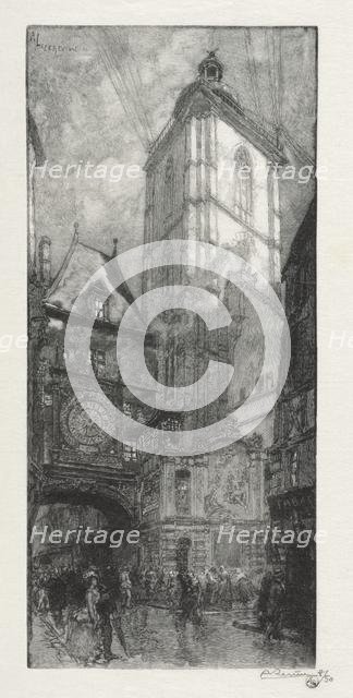 Rouen Illustré: La Gros Horloge, 1888. Creator: Auguste Louis Lepère (French, 1849-1918).
