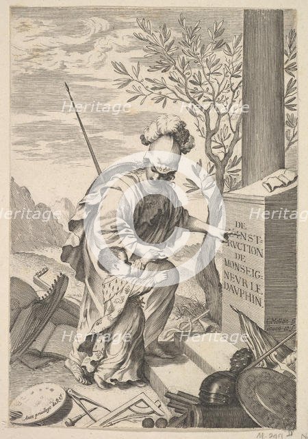 Minerva Instructs the Dauphin, 1640. Creator: Claude Mellan.