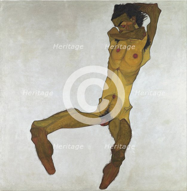 Seated Male Nude (Self-Portrait), 1910. Artist: Schiele, Egon (1890–1918)