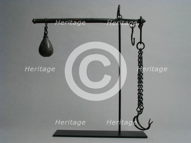 Steelyard Rod with Weight and Hooks, Byzantine, 5th-7th century. Creator: Unknown.
