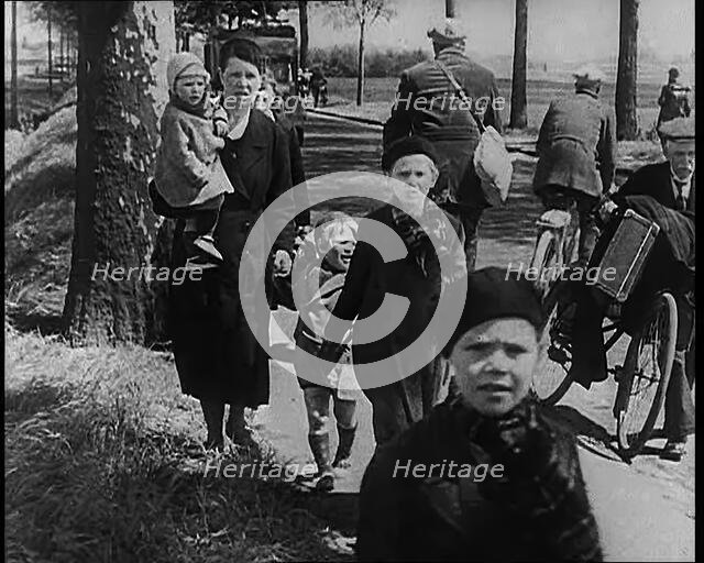 French Refugees on the Move Away from the Front Line, 1940. Creator: British Pathe Ltd.