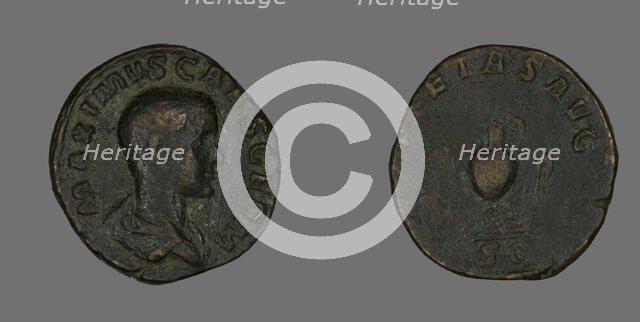 Sestertius (Coin) Portraying Emperor Maximus, 236-238. Creator: Unknown.