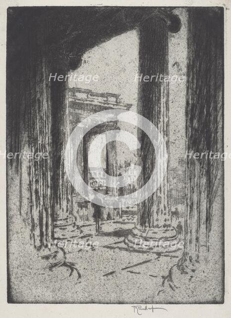 The Portico, British Museum, 1905. Creator: Joseph Pennell.