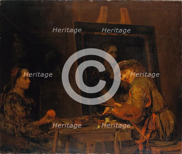 Self-Portrait as Zeuxis Portraying an Ugly Old Woman, 1685. Creator: Aert de Gelder.