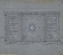 Design for a Cabinet witha Porcelain Plaque on the Center Panel, 19th century. Creator: Anon.