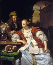 The interrupted song: portrait of the artist and his wife, 1671. Creator: Frans van Mieris.