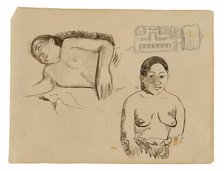 Two Tahitian Women and a Marquesan Earplug, 1891/93. Creator: Paul Gauguin.
