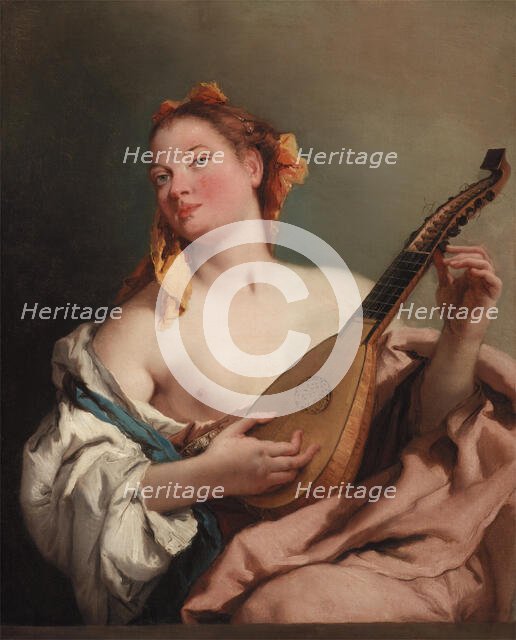 Woman with a Mandolin, c.between 1755 and 1760. Creator: Giovanni Battista Tiepolo.