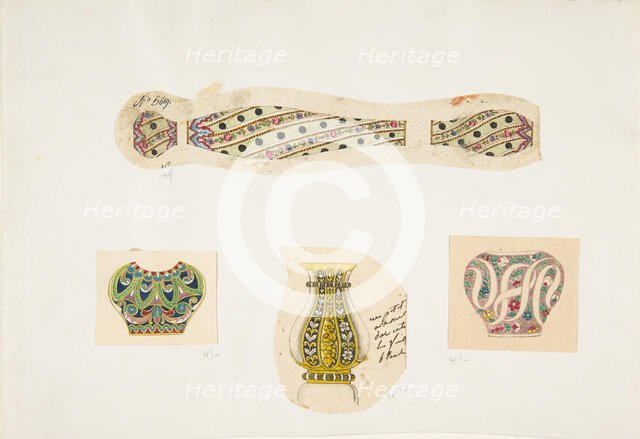 Four Designs for Vases, 19th century. Creator: Anon.