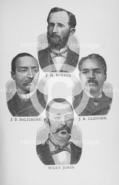 J. H. Burrus, J. D. Baltimore, J. R. Clifford, Wiley Jones, 1887. Creator: Unknown.