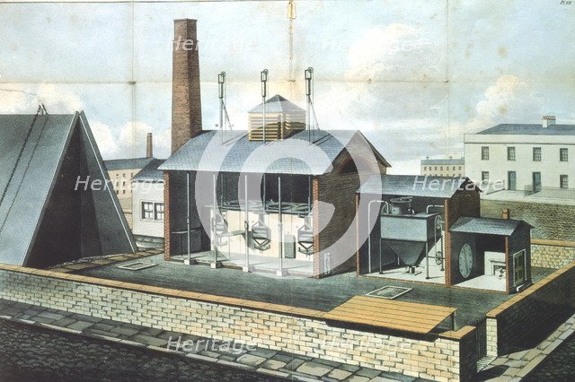 Gas works for lighting town or large district, 1819. Artist: Friedrich Accum