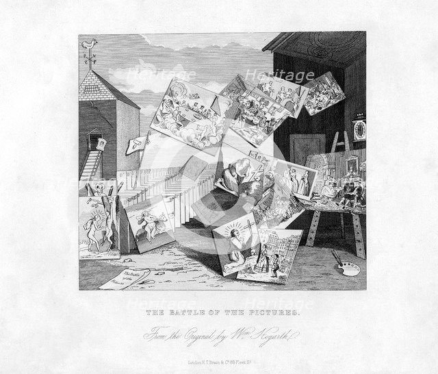'The Battle of the Pictures', 19th century.Artist: William Hogarth