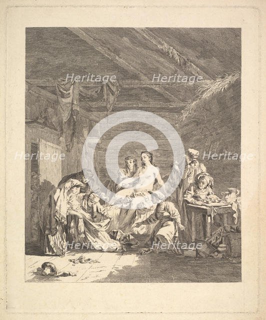 Vignette of the first volume, page 165: Usage des Russes après le Mariage et avant la Noce..., 1767. Creator: Augustin de Saint-Aubin.