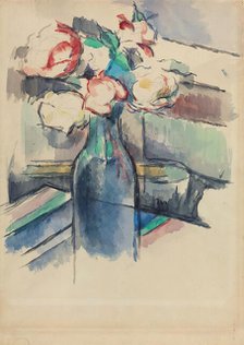 Roses in a Bottle [recto], 1900/1904. Creator: Paul Cezanne.