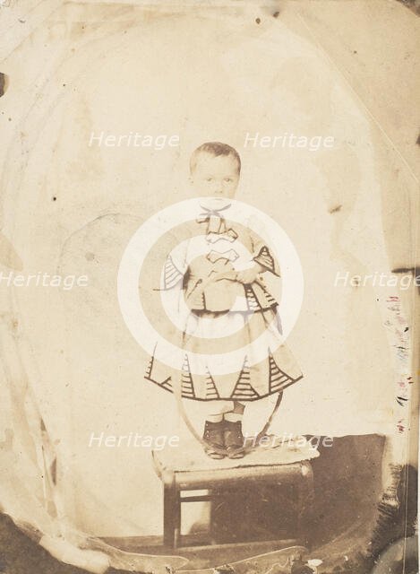 [Child Posed with Hoop], 1856. Creator: Unknown.