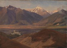 Mountain Landscape in Venosta with the Castle Coira and the Mountain Ortles, 1829-1831. Creator: Jorgen Sonne.