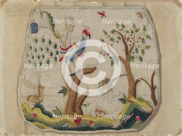 Crewel Embroidery Chair Seat, c. 1936. Creator: Eleanor Cunningham.