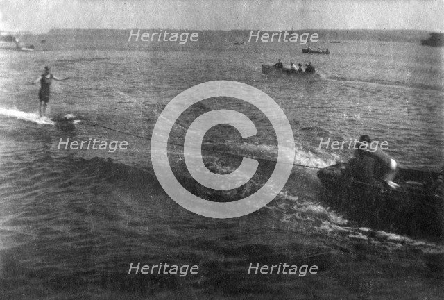 Water skiing, 20th century. Artist: Unknown