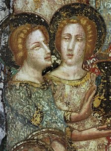  'Offering angels', detail. Mural of 1346 in the Chapel of Saint Michael or 'Day cell' from the P…