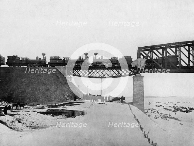 West-Siberian Railroad. Testing the First Section of the Bridge Across the Irtysh River, 1892-1896. Creator: Unknown.