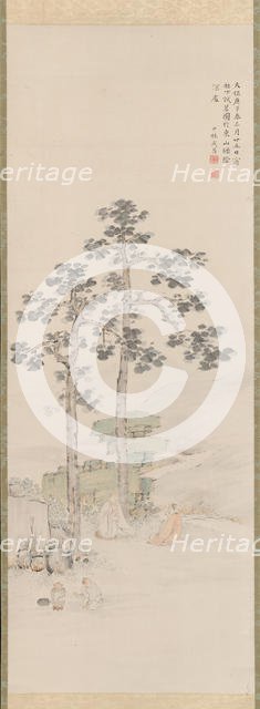 Sampling Tea beneath the Wu Trees, 1840. Creator: Nakabayashi Chikuto.