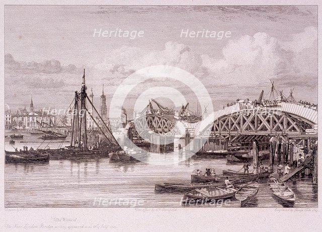 London Bridge (new), London, 1827. Artist: Edward William Cooke