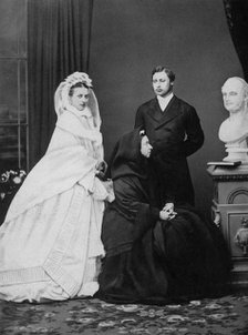 Queen Victoria with the Prince and Princess of Wales on the day of their marriage, 1863 (1964). Artist: Unknown