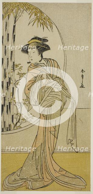 The Actor Tsuneyo II as Okaru in the Play Kanadehon Chushingura, Performed at the Morita..., c.1779. Creator: Shunsho.