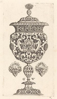 Goblet, rim decorated with masque with gaping mouth, published 1579. Creator: Georg Wechter I.