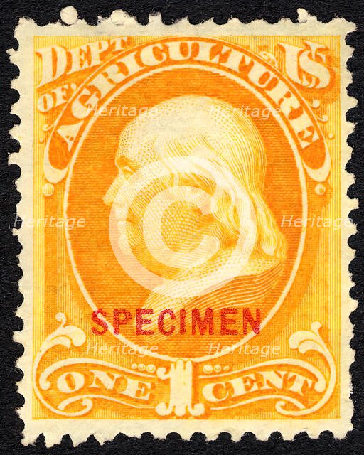 1c Franklin Agriculture Department special printing single, 1875. Creator: Unknown.