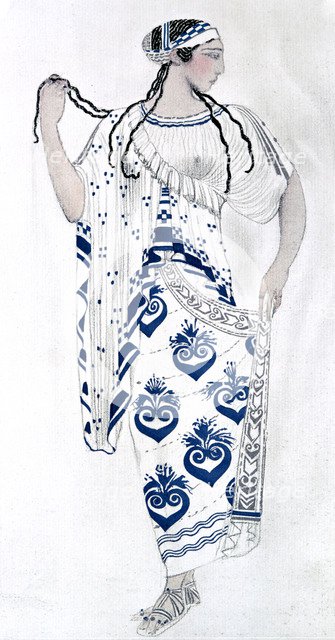 Costume design for Ida Rubinstein as Helen in the ballet Helen of Sparta, 1912. Artist: Leon Bakst