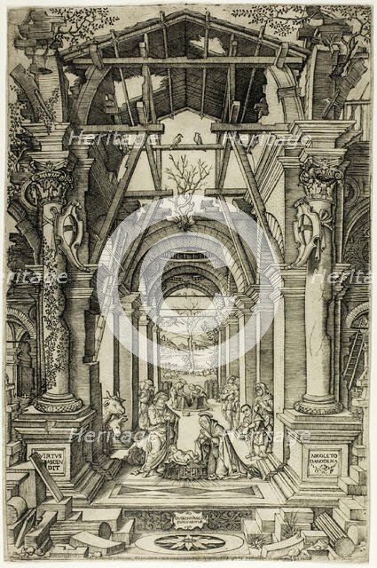 The Nativity and the Adoration of the Shepherds, c.1512. Creator: Nicoletto da Modena.