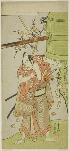 The Actor Ichikawa Yaozo II as Yoshimine no Munesada in the Play Kuni no Hana Ono..., c. 1771. Creator: Ippitsusai Buncho.