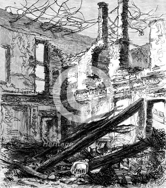 The Royal Palace of Laeken, Brussels, destroyed by fire: the Dining-Room, 1890. Creator: P Naumann.