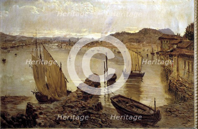 Port of Bilbao' by Muñoz Degrain, oil, 1900.