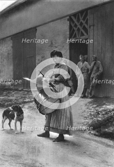 'Les Remplacantes; La Garde Champetre. A Hangest-en-Santerre, en arriere du front de la Somme...1916 Creator: Unknown.